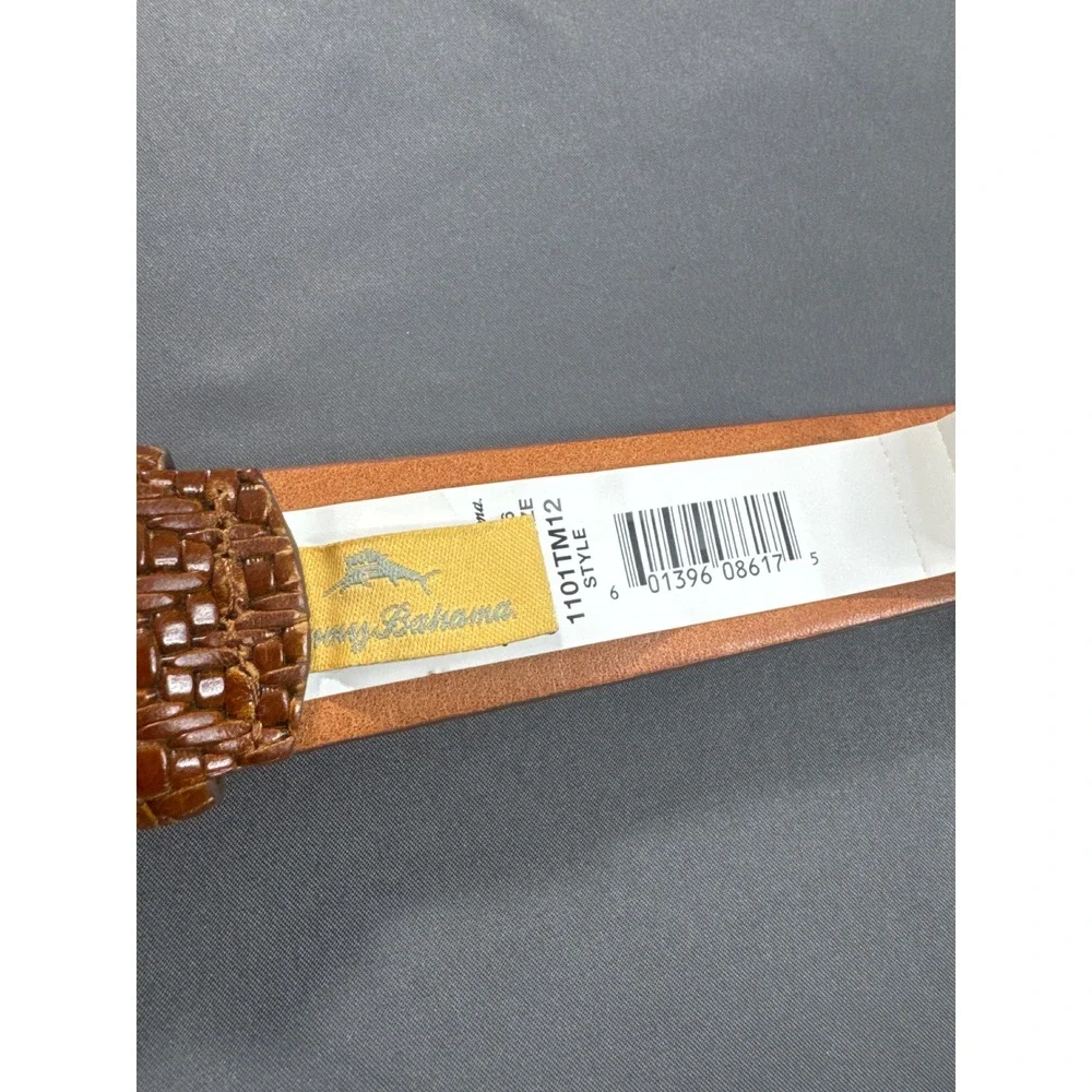 Tommy Bahama Mens Woven Embossed Leather Belt Brown 1101TM12 Size 36 NEW